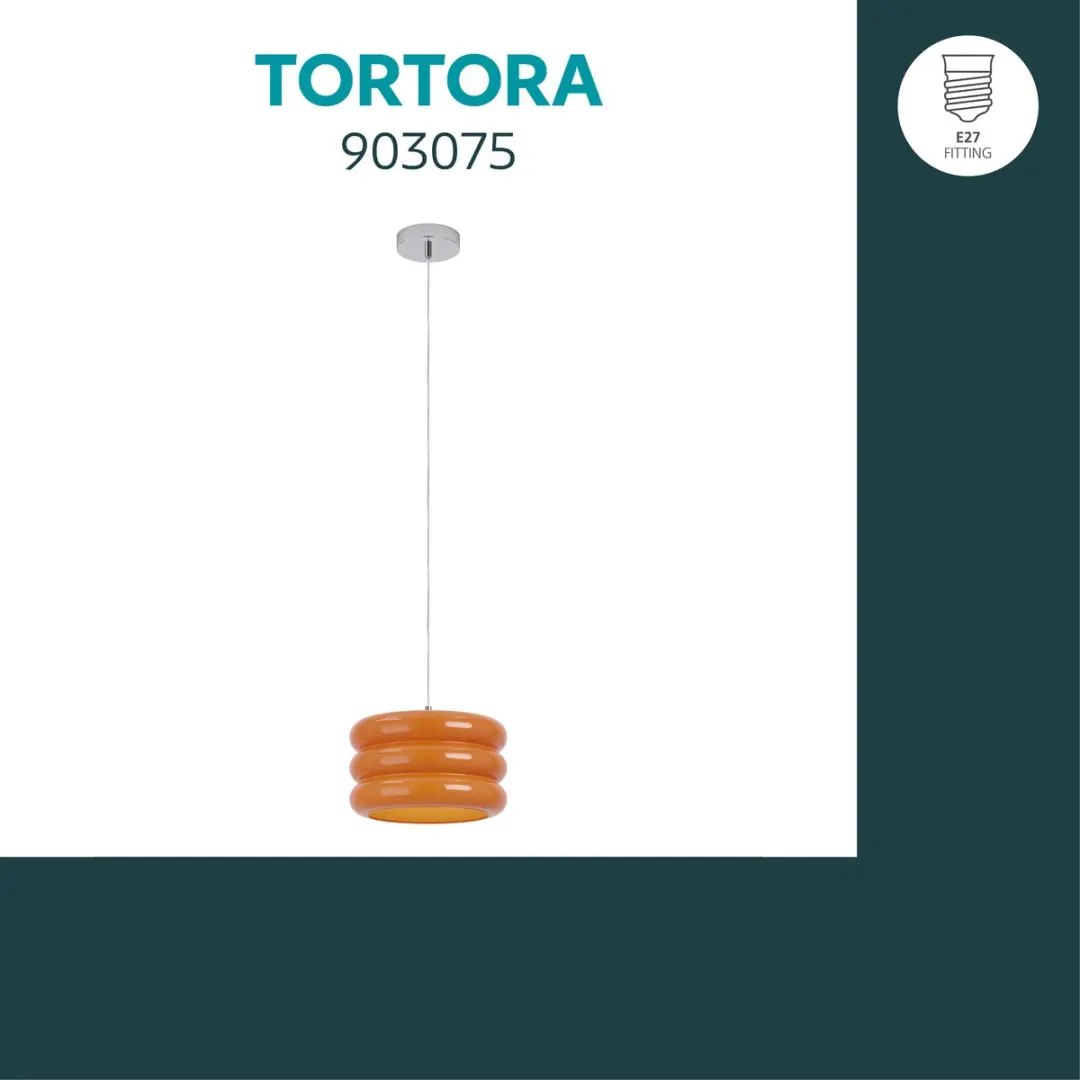 Eglo Tortora Hanglamp E27 - Ø30cm - Chroom/Oranje - afbeelding 4 van 6