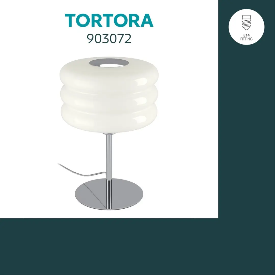 Eglo Tortora Tafellamp E14 - 30cm - Chroom/Wit - afbeelding 4 van 6