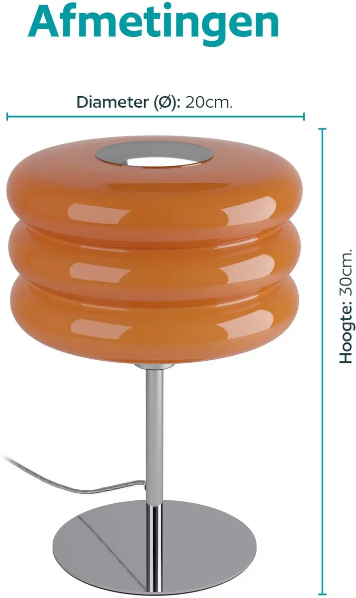 Eglo Tortora Tafellamp - Chroom/Oranje - afbeelding 6 van 6