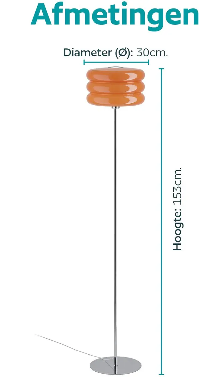 Eglo Tortora Vloerlamp - Chroom/Oranje - afbeelding 6 van 6