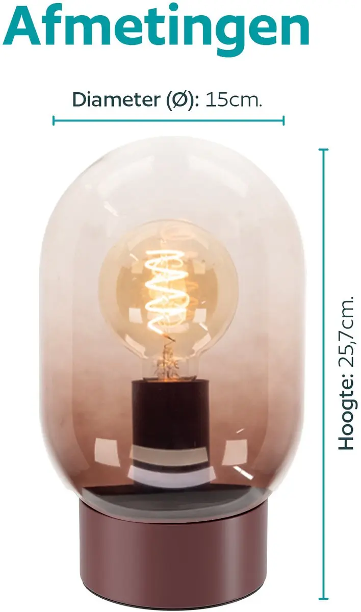 Eglo Lequile Tafellamp E27 - 25,7 cm - Terracotta Rood - afbeelding 6 van 6