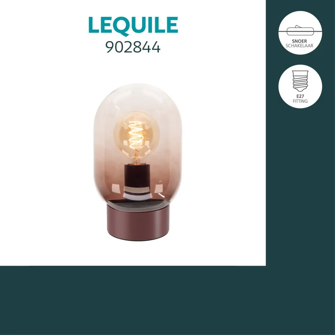 Eglo Lequile Tafellamp E27 - 25,7 cm - Terracotta Rood - afbeelding 2 van 6