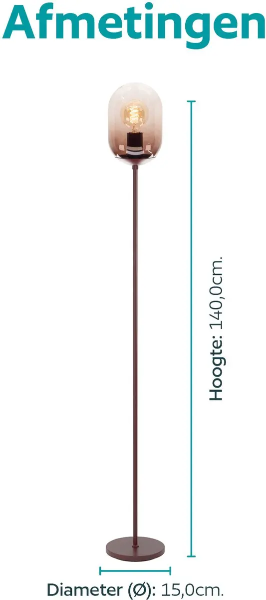 Eglo Lequile Vloerlamp 140cm - Terracotta Rood - afbeelding 6 van 6