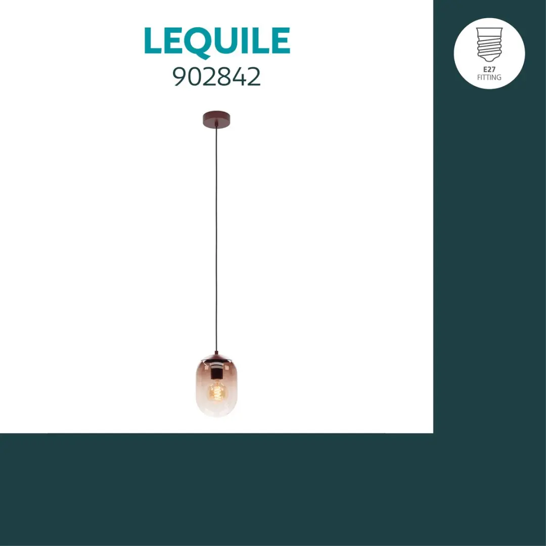Eglo Lequile Hanglamp E27 - Ø15cm - Terracotta Rood - afbeelding 3 van 6