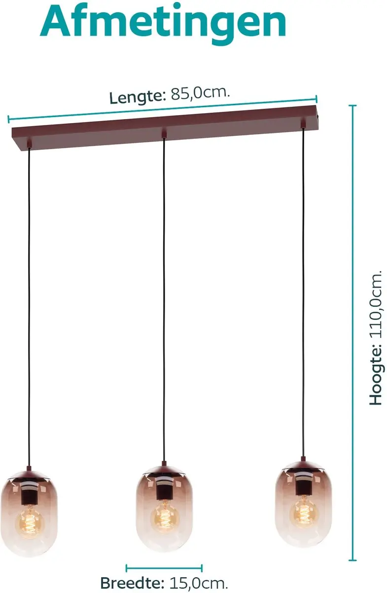 Eglo Lequile Hanglamp E27 - 85cm - Terracotta Rood - afbeelding 5 van 5