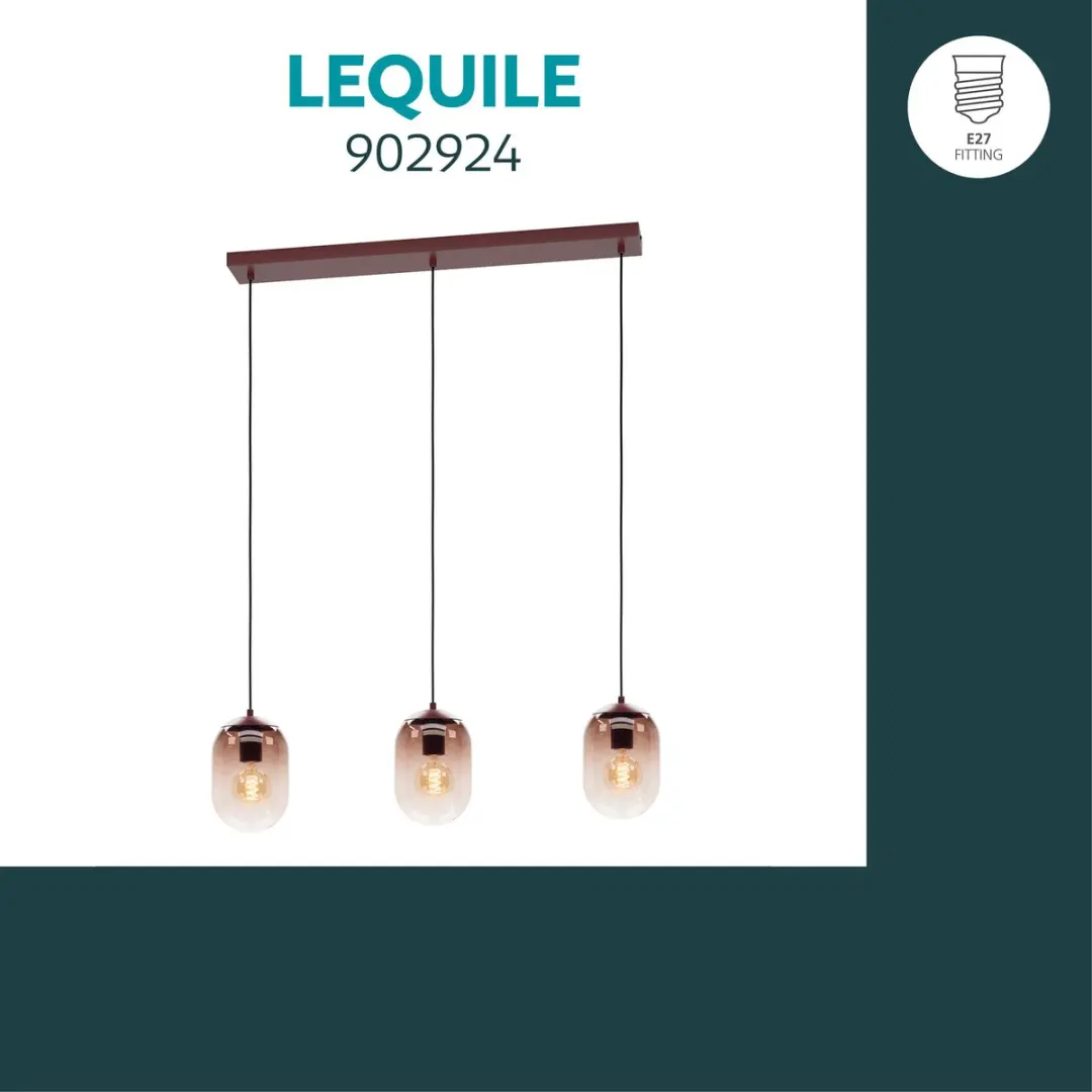 Eglo Lequile Hanglamp E27 - 85cm - Terracotta Rood - afbeelding 2 van 5