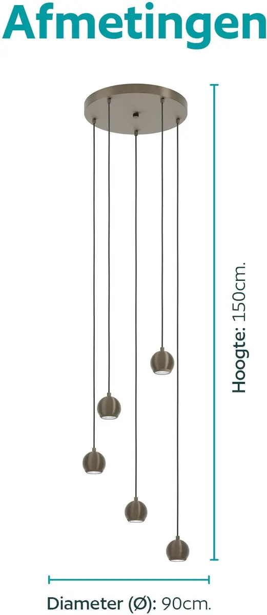 EGLO Bimeda 1 Hanglamp - GU10 - Ø90cm - Donker Brons - afbeelding 6 van 6