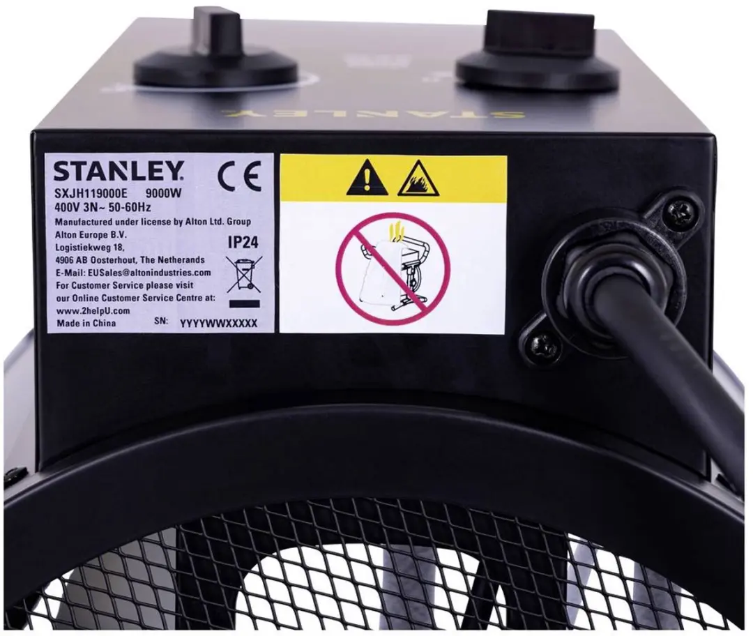Stanley SXJH119000E Ventilatorkachel 9000W - 90 m² - Zwart/geel - afbeelding 6 van 6