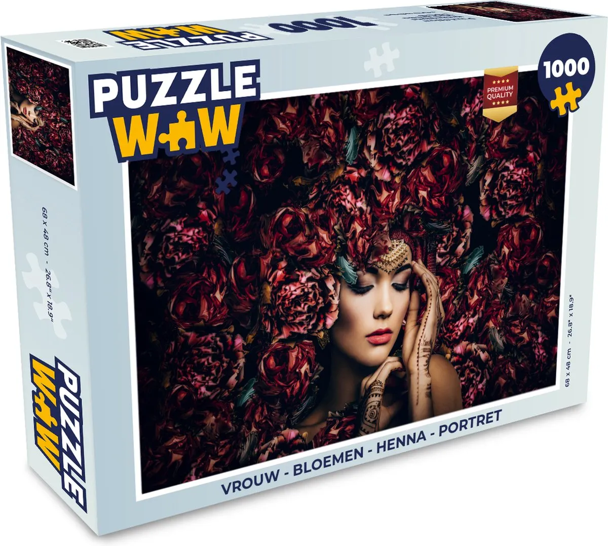 PuzzleWow Bloemen Henna Portret Legpuzzel 1000 Stuks