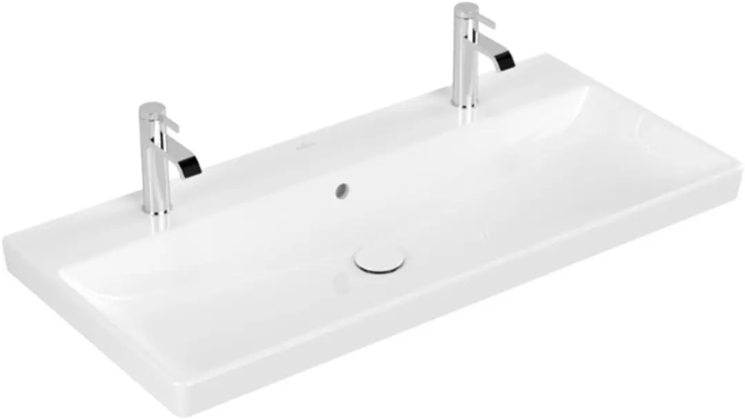 Villeroy & Boch Avento Meubelwastafel 100x47cm - 2 Kraangaten - CeramicPlus - Alpine Wit - afbeelding 4 van 5