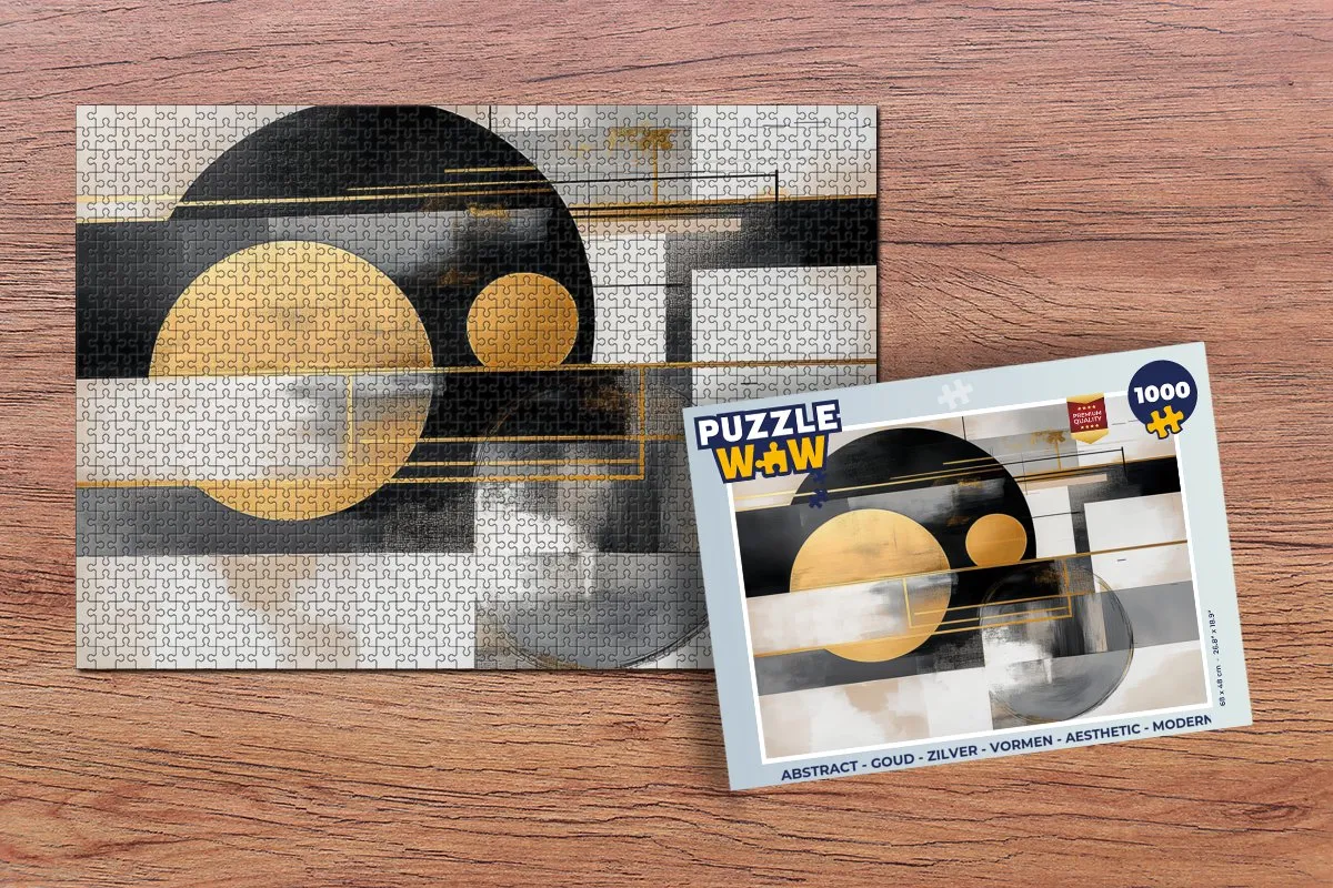 PuzzleWow Abstract Legpuzzel 1000 Stuks - Goud/Zilver/Zwart