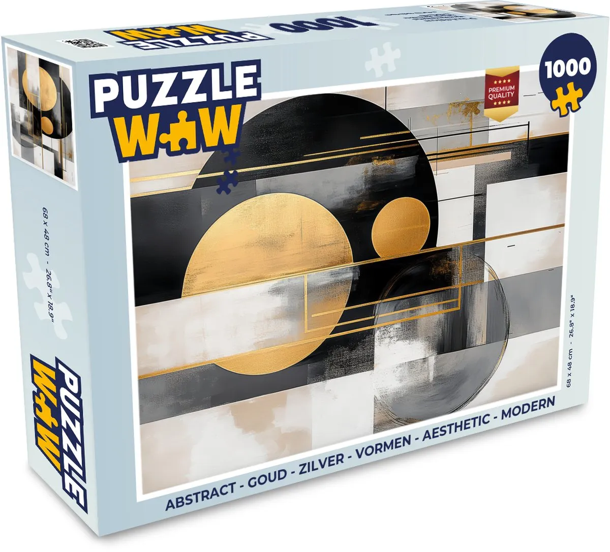 PuzzleWow Abstract Legpuzzel 1000 Stuks - Goud/Zilver/Zwart