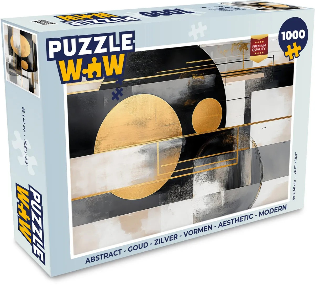 PuzzleWow Abstract Legpuzzel 1000 Stuks - Goud/Zilver/Zwart