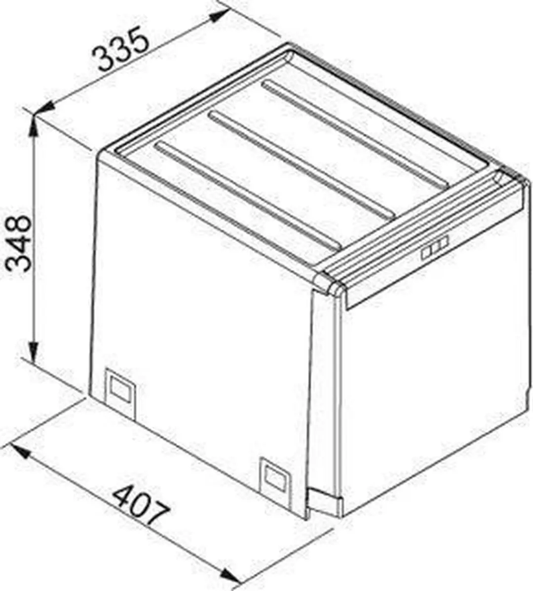 Franke Cube 40 Afvalssysteem Handbediening 2x14L - Grijs - afbeelding 2 van 2