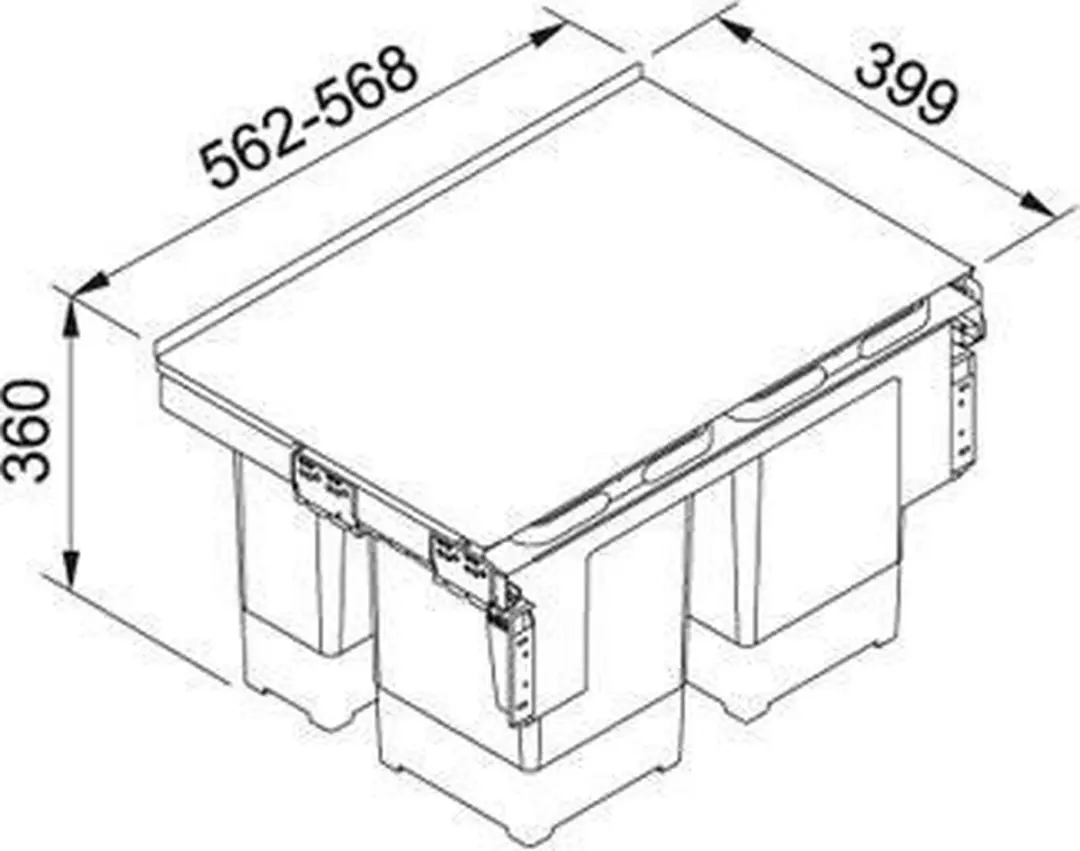 Franke Garbo 60-4 Inbouw Afvalemmer 4x40L - Grijs - afbeelding 2 van 2