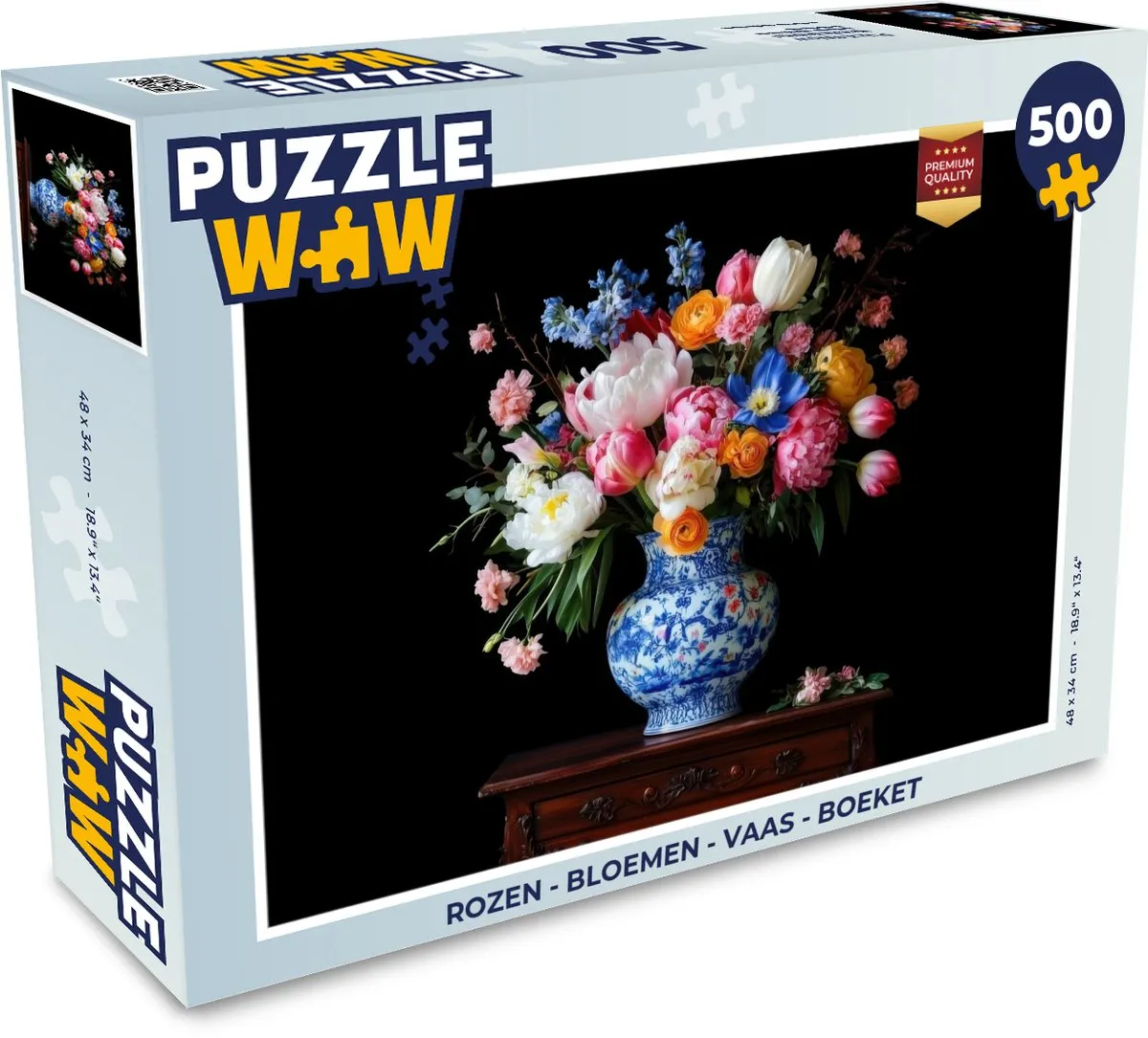 PuzzleWow Rozen Legpuzzel 500 Stuks - Bloemen Vaas