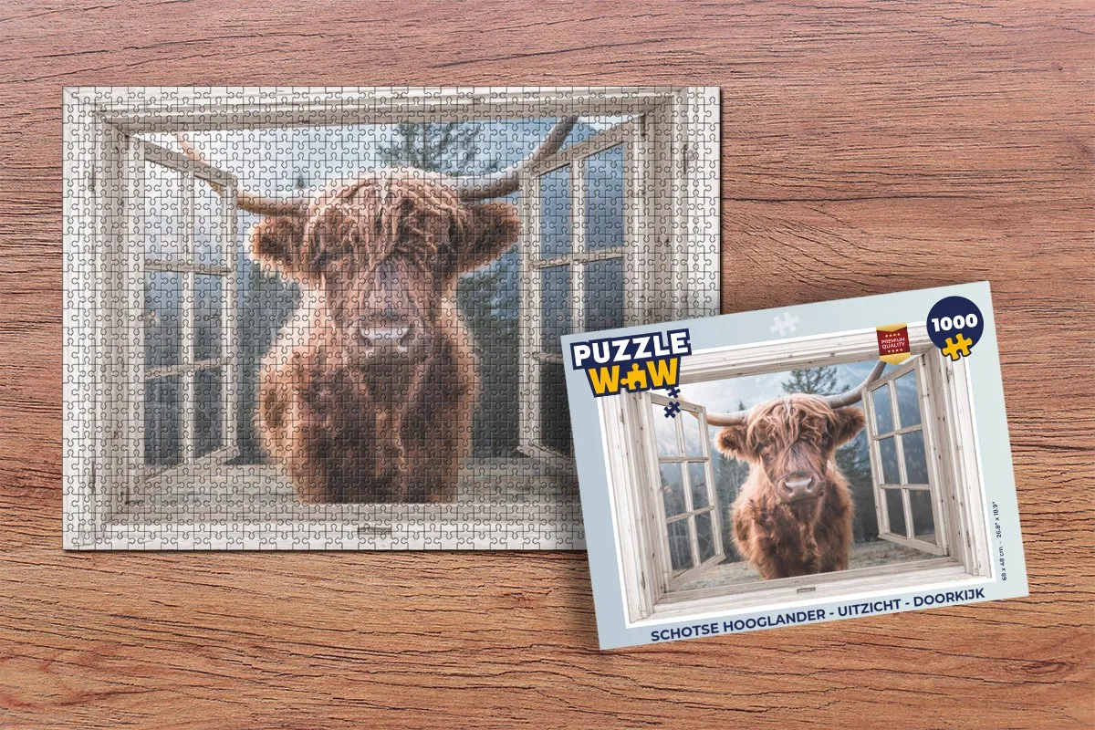 PuzzleWow Schotse Hooglander Legpuzzel 1000 Stuks - Multicolor