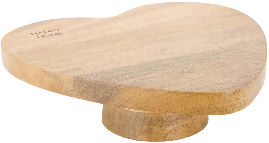 Zusss Serving Tray Wood Heart Shape Happy Home Mango Hout Naturel