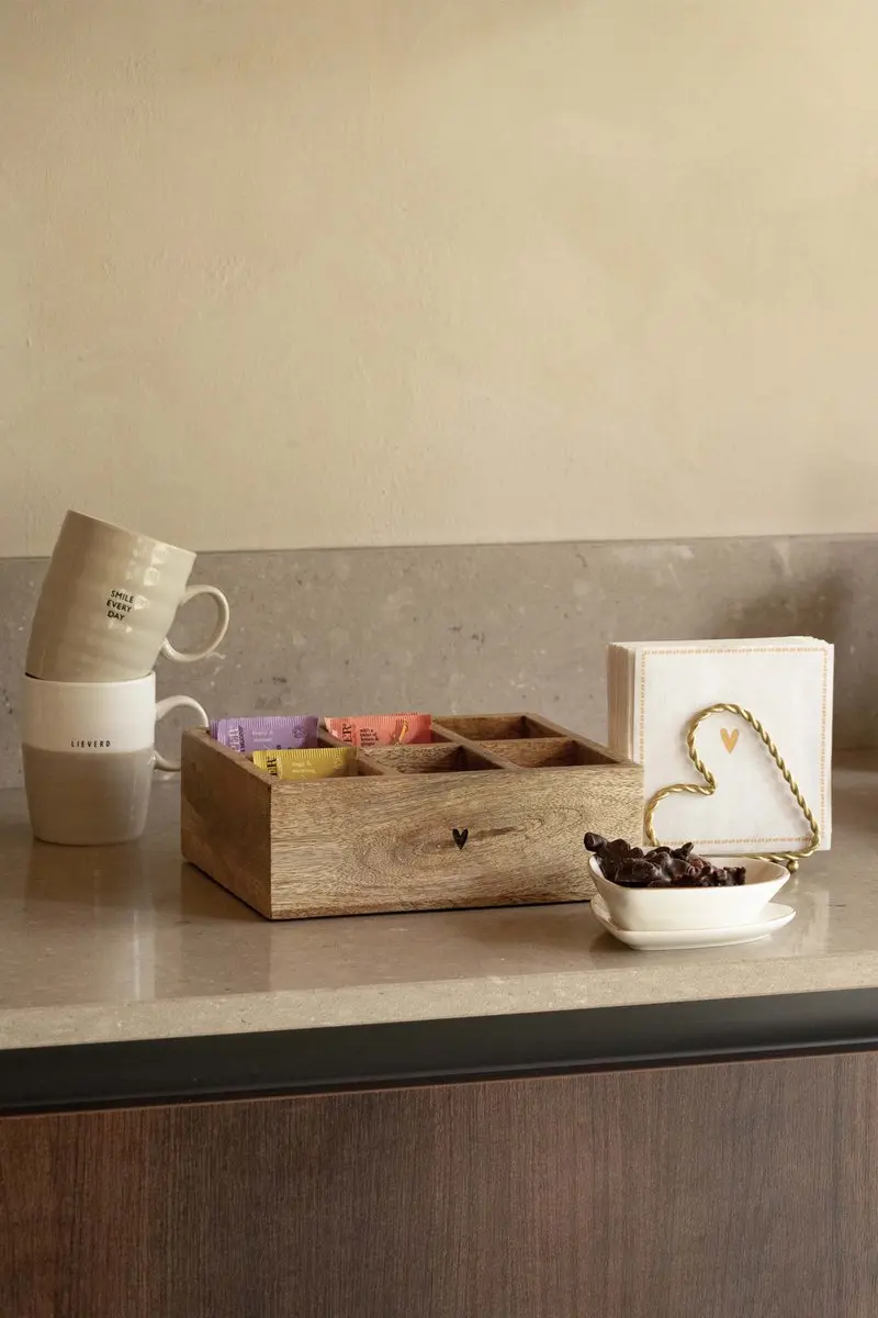Zusss Tea Box Wood Heart Mango Hout Naturel