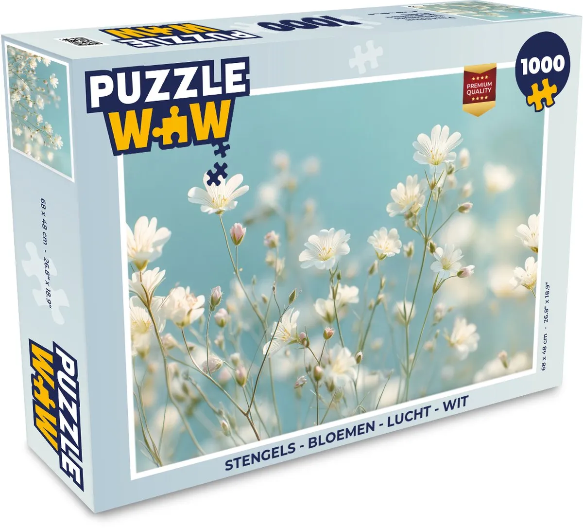 PuzzleWow Legpuzzel 1000 Stuks - Stengels Bloemen Wit