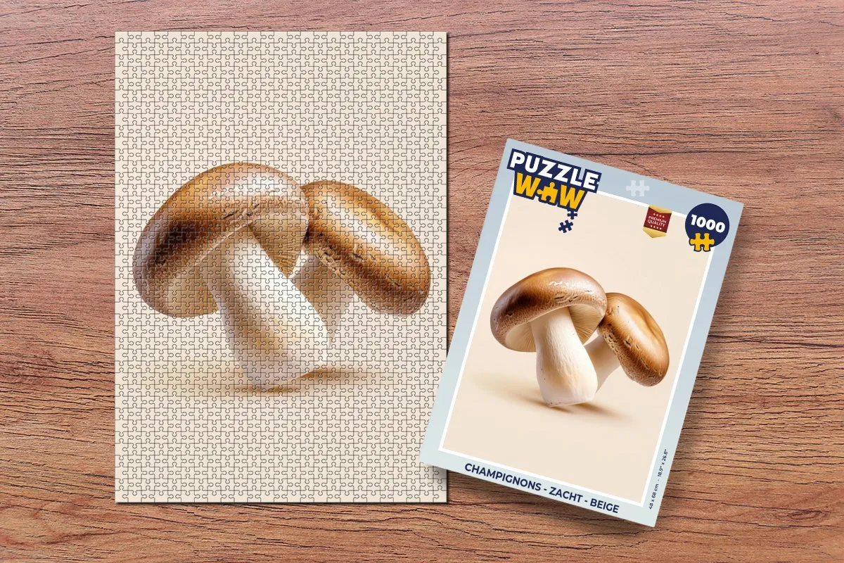 PuzzleWow Champignons Legpuzzel 1000 Stuks - Beige