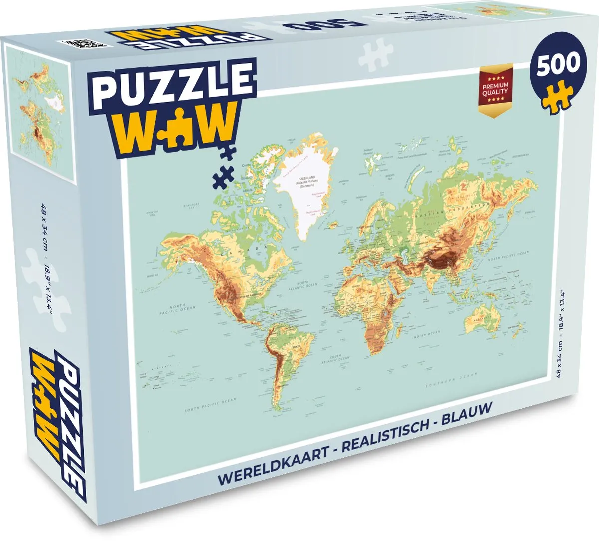 PuzzleWow Wereldkaart Legpuzzel 500 Stuks
