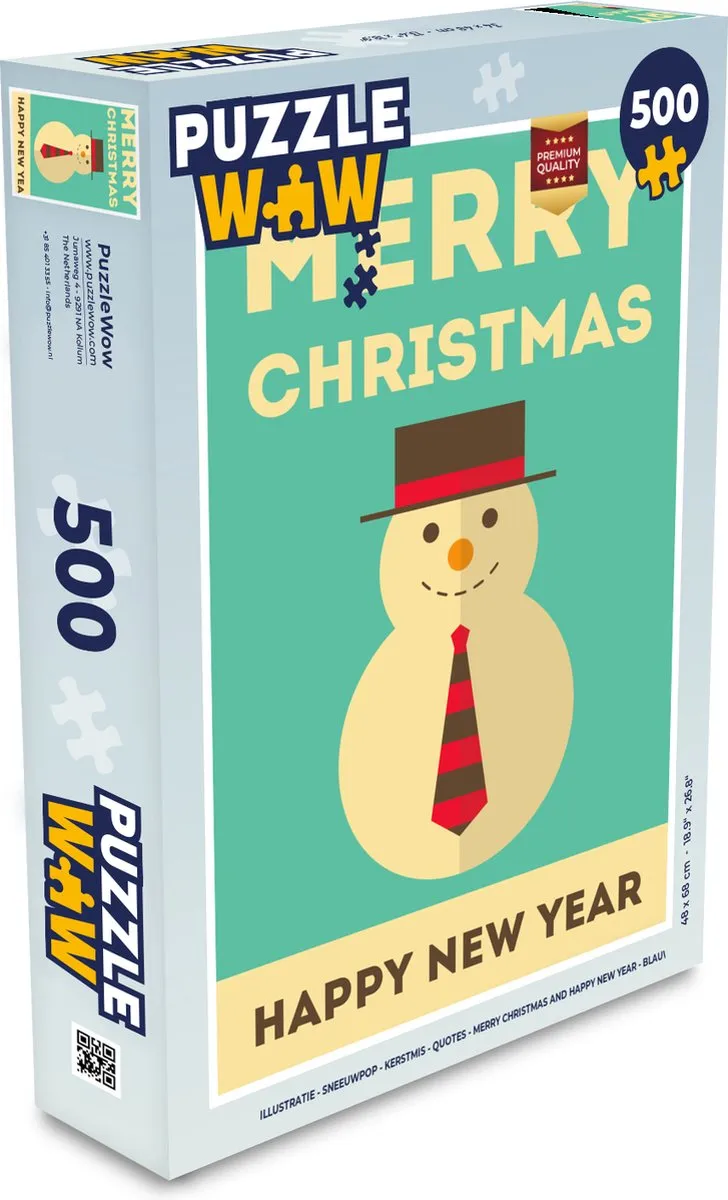 PuzzleWow Sneeuwpop Kerstpuzzel 500 Stuks