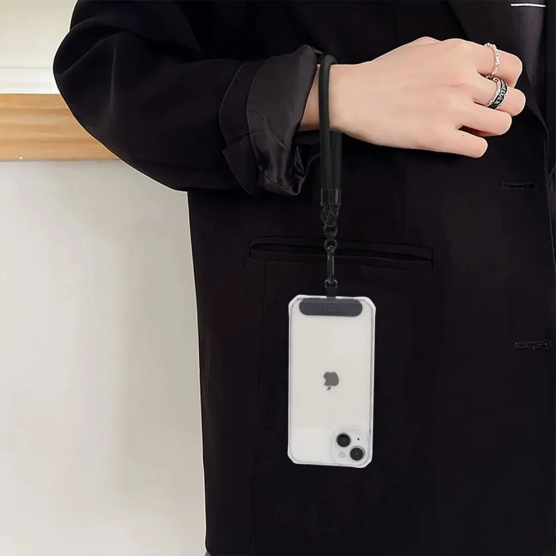 HappyCase Telefoonkoord Polsbandje 30cm - Zwart - afbeelding 4 van 6