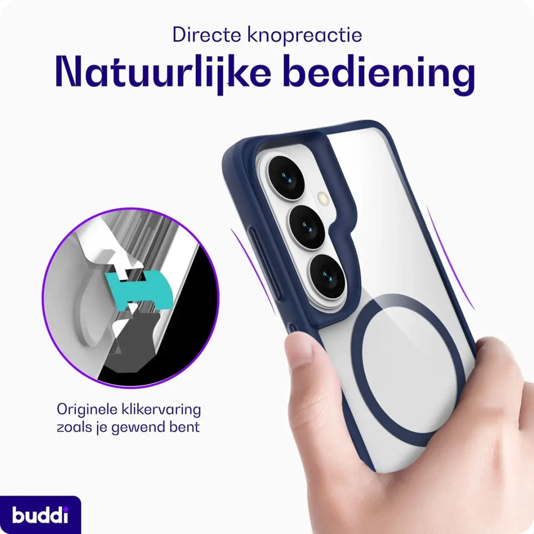 Buddi Hybrid Hoesje Samsung Galaxy S26 FE - MagSafe Transparant Blauw