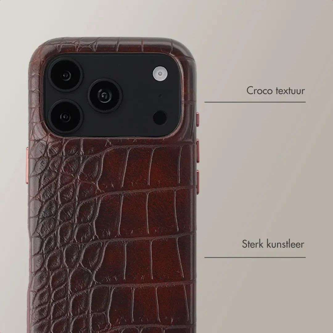 Selencia Hoesje iPhone 17 Pro - Croco Choco Brown - MagSafe