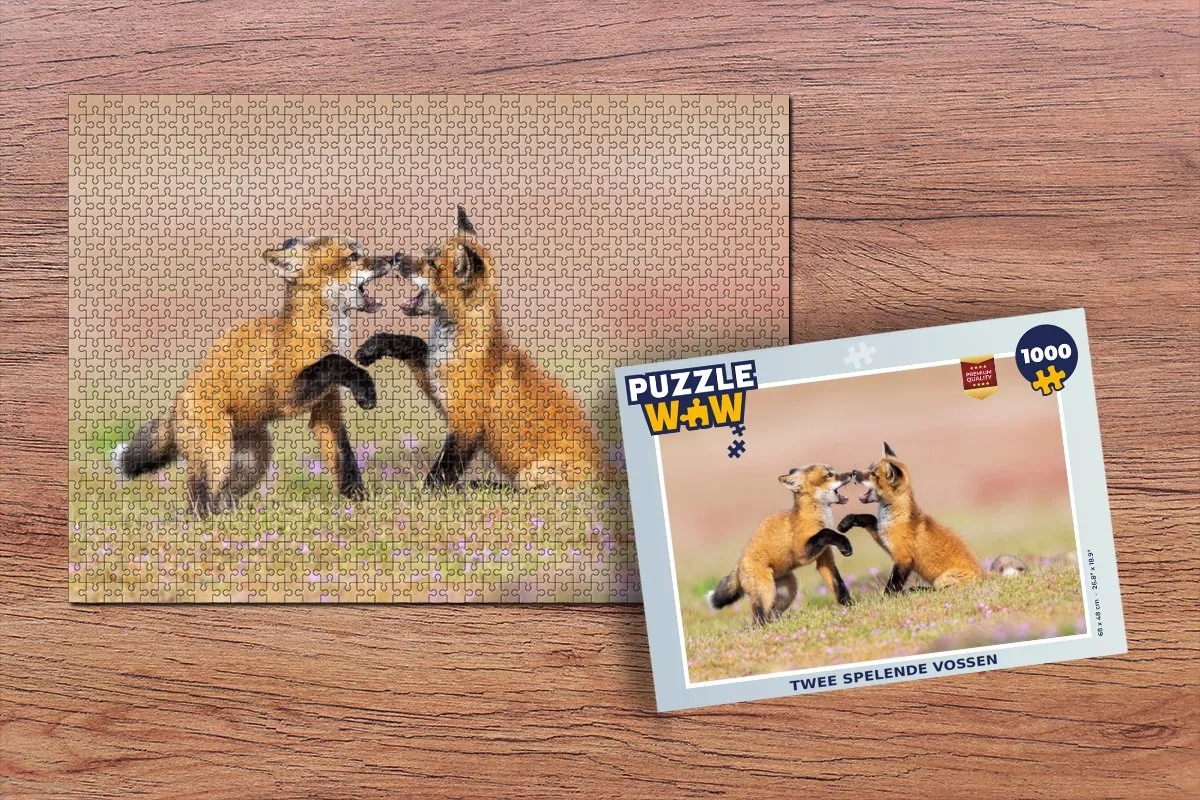 PuzzleWow Vossen Bloemen Portret Legpuzzel 1000 Stuks - Multicolor
