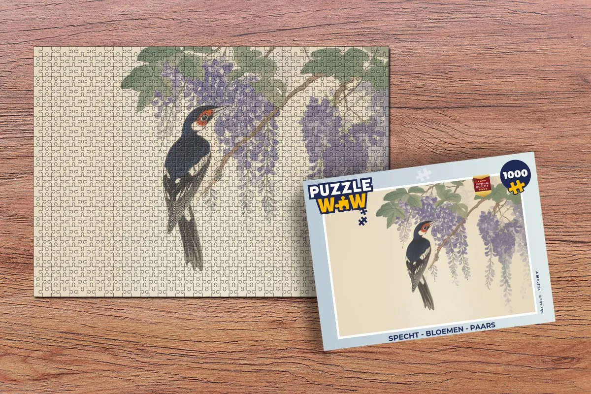 PuzzleWow Specht - Bloemen Legpuzzel 1000 Stuks - Paars