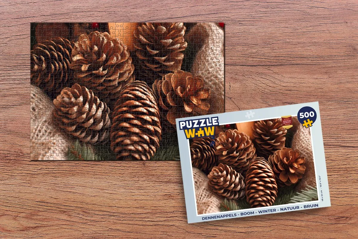 PuzzleWow Dennenappels Legpuzzel 500 Stuks - Bruin