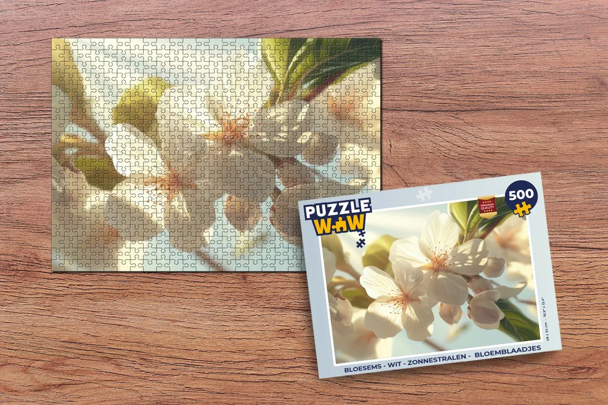 PuzzleWow Bloesems Legpuzzel 500 Stuks - Wit