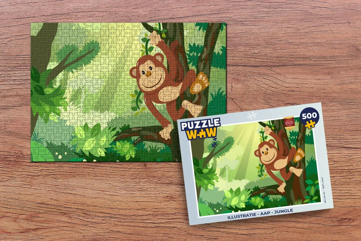 PuzzleWow Jungle Aap Legpuzzel 500 Stuks - Multicolor