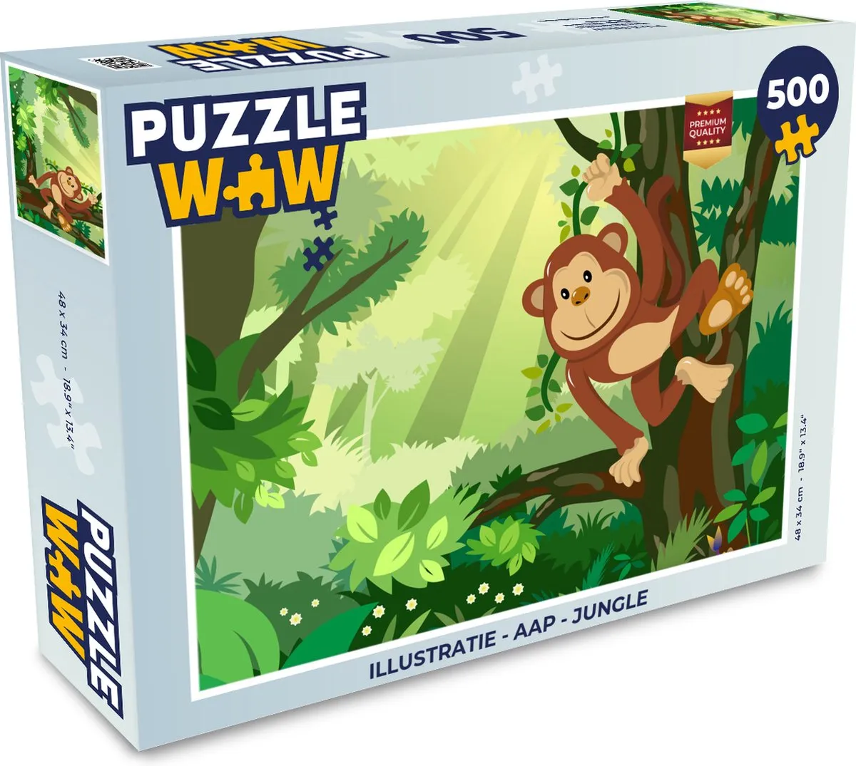 PuzzleWow Jungle Aap Legpuzzel 500 Stuks - Multicolor