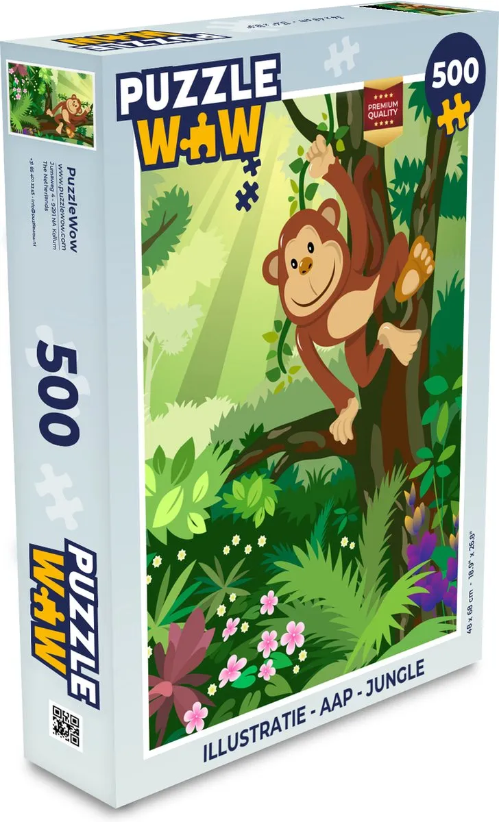 PuzzleWow Jungle Aap Legpuzzel 500 Stuks - Multicolor