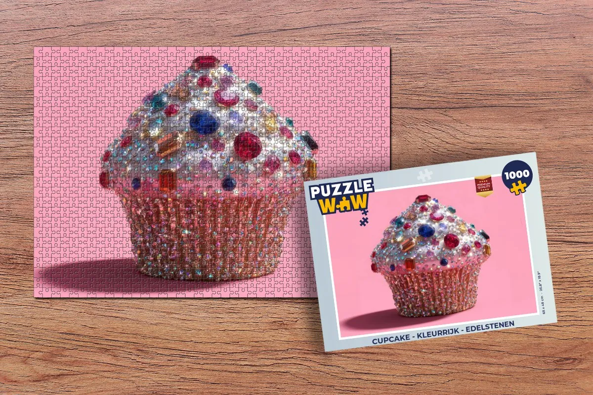 PuzzleWow Cupcake Legpuzzel 1000 Stuks - Edelstenen