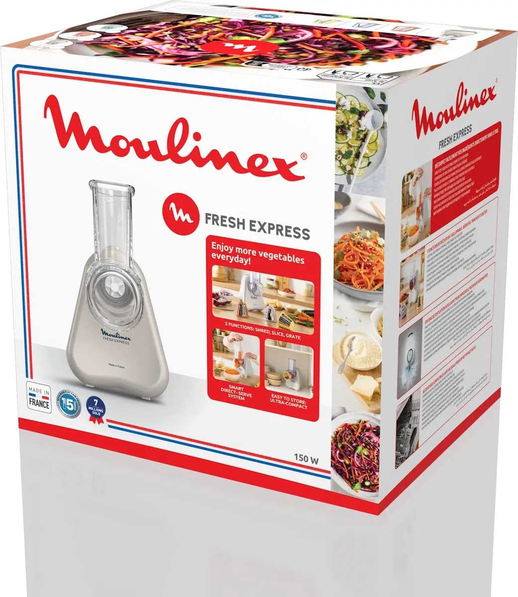 Rowenta Moulinex Fresh Express DK853BE0 Elektrische Groentesnijder 150W - 3-in-1 - Rood/Grijs - afbeelding 4 van 6