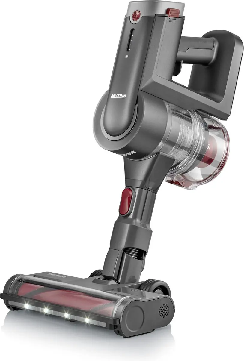 Severin HV 7968 Draadloze 2-in-1 Stofzuiger - 300W - Grijs/Rood - afbeelding 2 van 6