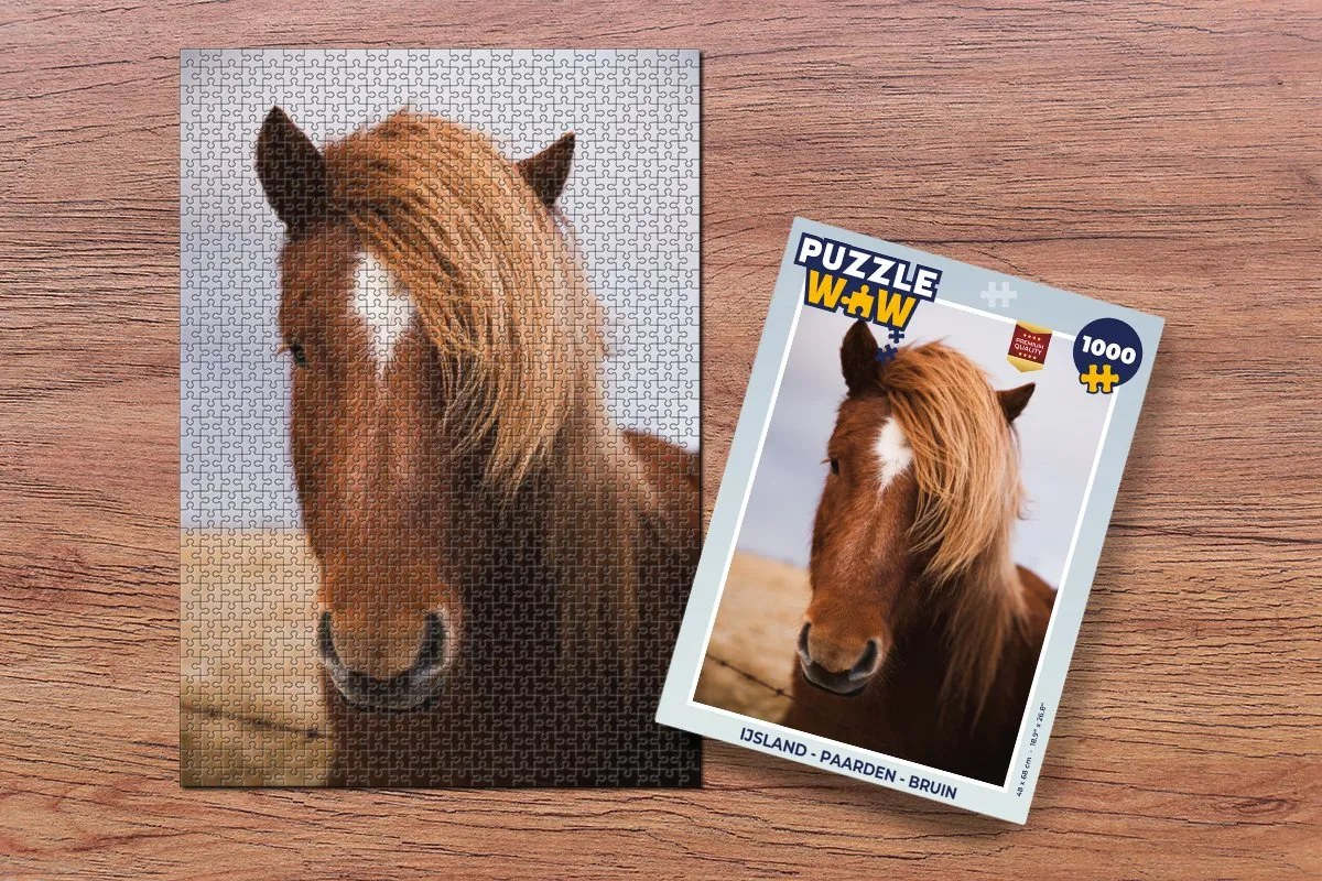 PuzzleWow IJsland Paarden Legpuzzel 1000 Stuks - Multicolor