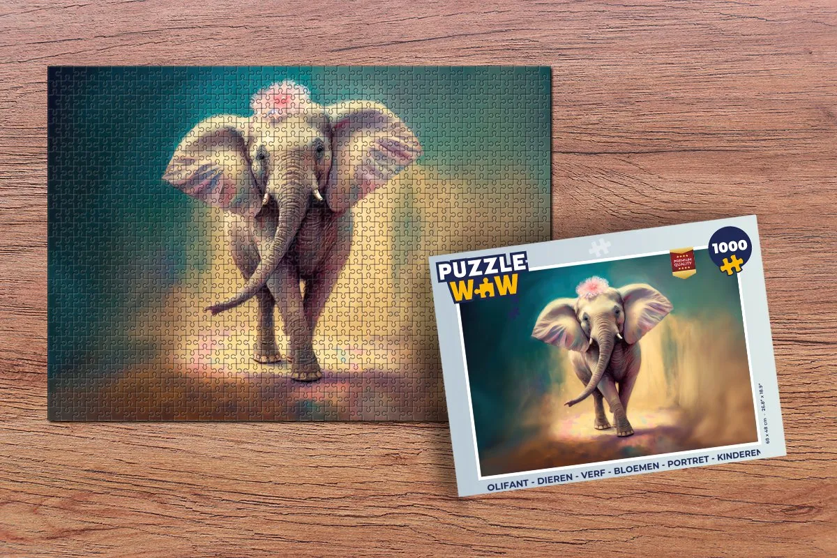 PuzzleWow Olifant Legpuzzel 1000 Stuks - Multicolor