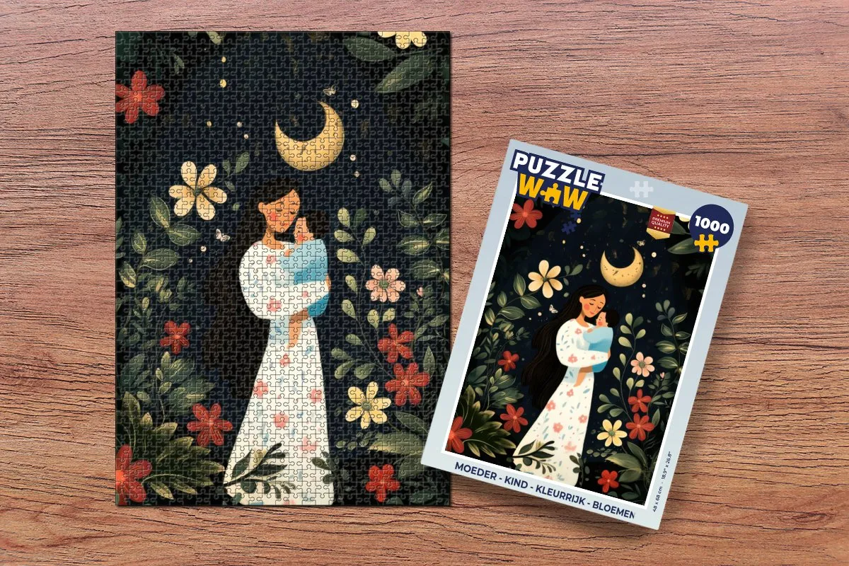 PuzzleWow Moeder & Kind Bloemen Legpuzzel 1000 Stuks