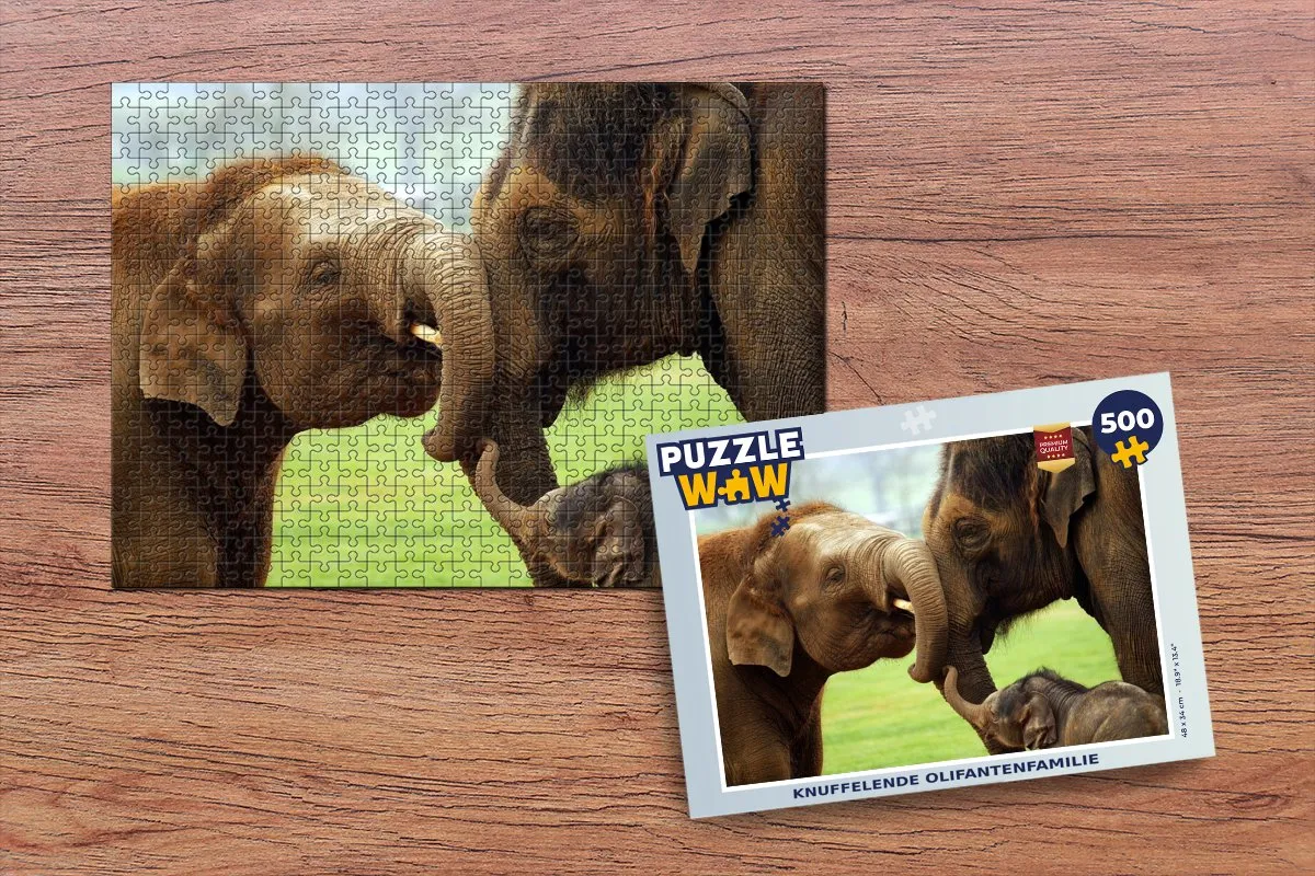PuzzleWow Olifanten Legpuzzel 500 Stuks - Multicolor
