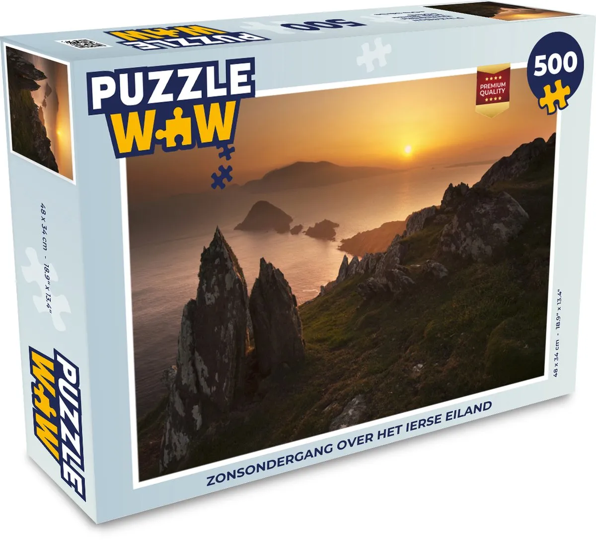 PuzzleWow Legpuzzel Zonsondergang Ierland 500 Stuks - Multicolor