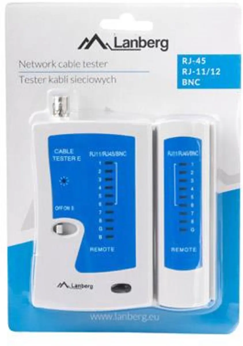 Lanberg Kabeltester - RJ45/RJ12/RJ11/Coax - Transparent - afbeelding 4 van 4