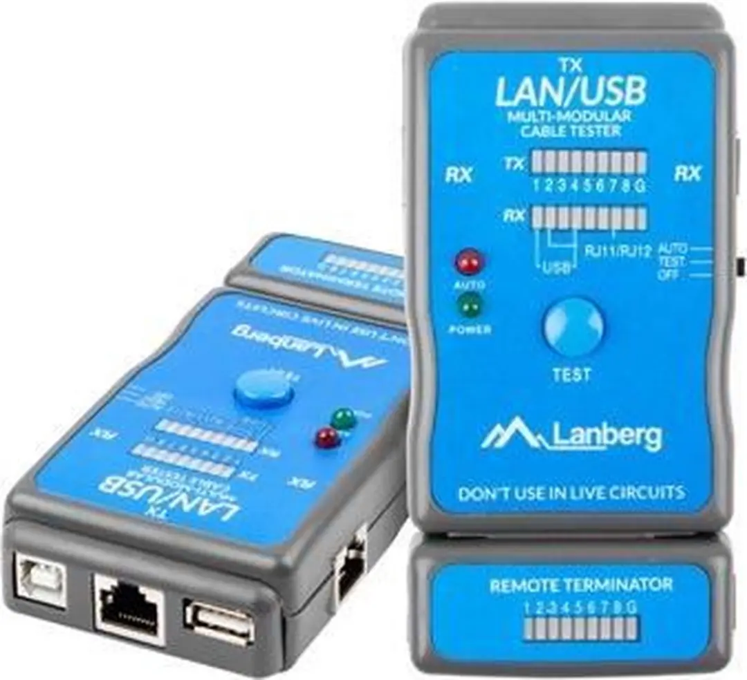 Lanberg RJ45/RJ11/USB Kabeltester - Transparant - afbeelding 3 van 5