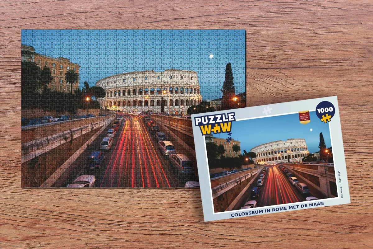 PuzzleWow Rome - Maan - Colosseum Legpuzzel 1000 Stuks - Multicolor
