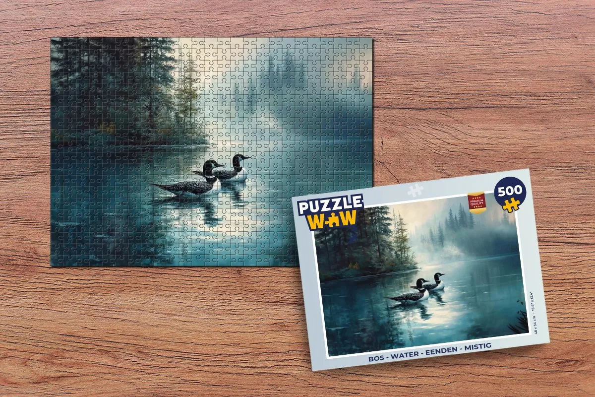 PuzzleWow Bos Water Eenden Legpuzzel 500 Stuks - Mistig