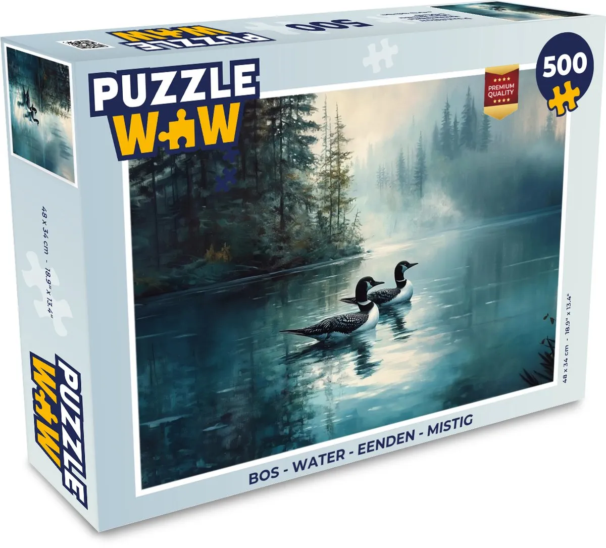 PuzzleWow Bos Water Eenden Legpuzzel 500 Stuks - Mistig